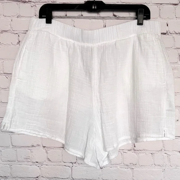 L.L. BEAN White Cloud Gauze High Rise Cover-Up Shorts--NWT--L - Picture 8 of 12